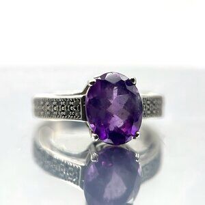 Natural Purple Amethyst 925 Sterling Silver Ring